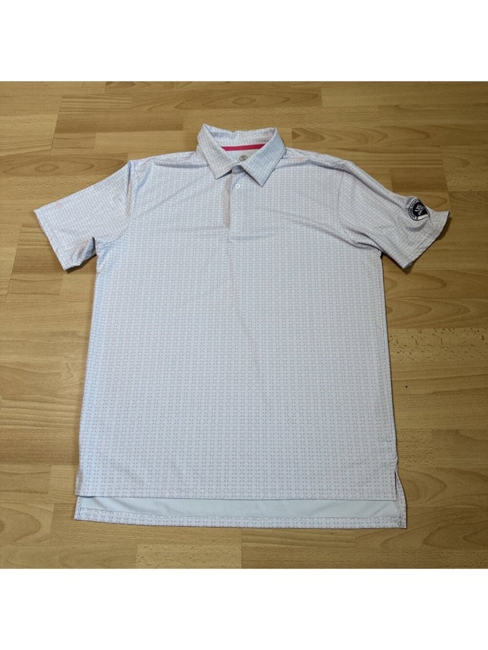 Scales Golf Polo Men Large White Geographic Shapes Performance Shirt US Amtour